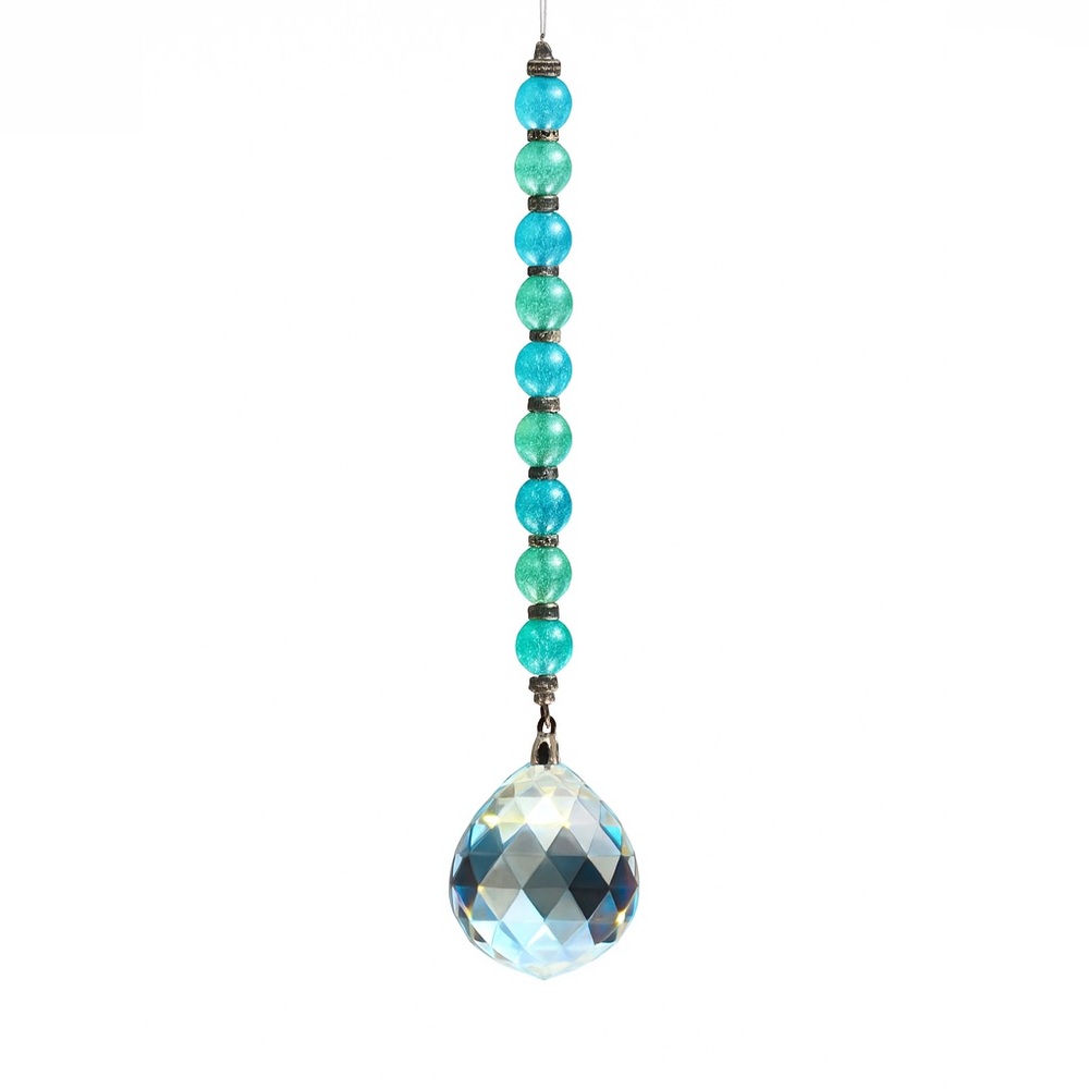 Hand Crafted Aqua and Clear Crystal Sun Catcher